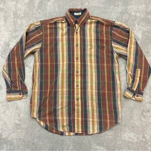 VTG Adirondack by Savile Row Genuine Denim Men's M Striped Plaid Cotton Shirt